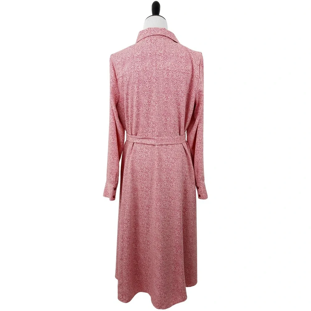 Rachel Parcell Long Sleeve Shirtdress Size L Pink Cheetah Animal Print Tie Waist - Picture 3 of 11